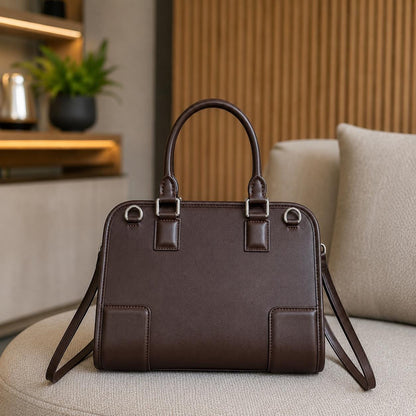 Leather Handbag for Women, Minimal Tote Bag, Top Handle Shoulder Bag, Elegant Everyday Work Purse, Large Capacity Bag